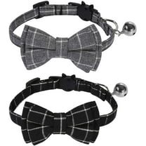 Dalrosia Breakaway Cat Collar with Bell and Bow Tie Plaid Kitten Collar for Cats and Small Dogs Pets Adjustable from 8-11In,
