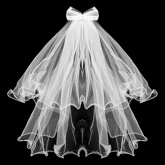 Dalrosia Bride Bow Veil with Comb White Tulle Wedding Short Veils Bridal Shower Bachelorette Party Hair Accessories for Women