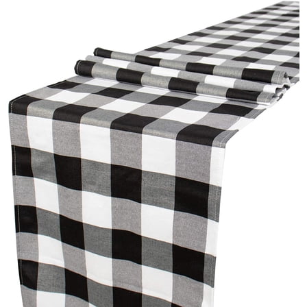 Dalrosia Buffalo Check Table Runner Cotton White and Black Plaid Classic Stylish Design for Family Dinner Christmas Holiday Birthday Party Table Home Decoration