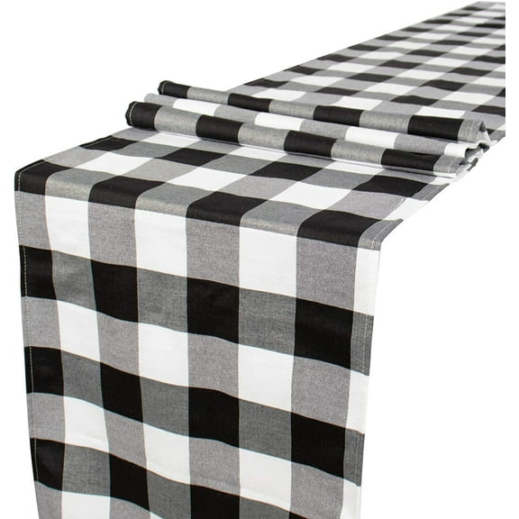 Dalrosia Buffalo Check Table Runner Cotton White and Black Plaid Classic Stylish Design for Family Dinner Christmas Holiday Birthday Party Table Home Decoration