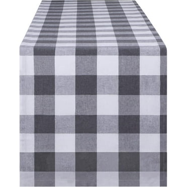 Dalrosia Buffalo Plaid Table Runner 13''x72'' Gray and White Check Christmas Table Runner Gingham Table Runner for Family Dinner Outdoor or Indoor Parties Thanksgiving Christmas & Gathering