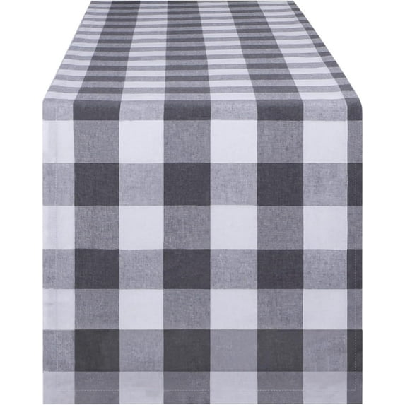 Dalrosia Buffalo Plaid Table Runner 13''x72'' Gray and White Check Christmas Table Runner Gingham Table Runner for Family Dinner Outdoor or Indoor Parties Thanksgiving Christmas & Gathering