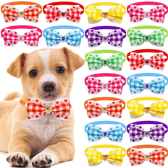 Dalrosia Cat Collar Love Heart Bowtie Collar with Rhinestone Adjustable Kitten Collar for Girl Boy Cat Small Pet