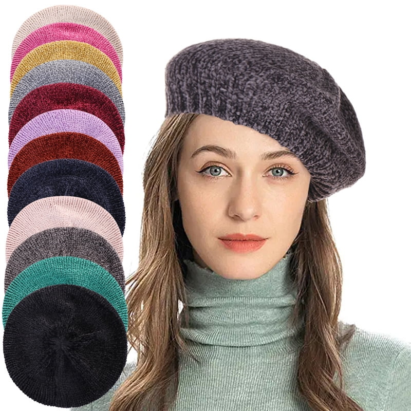 8517 Chenille Beret, Warm Winter Cap For Women And Girls, French Style Dalrosia Chenille Beret, Warm Winter Cap for Women and Girls  main image 2