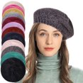 thumbnail image 1 of Dalrosia Chenille Beret, Warm Winter Cap for Women and Girls, French Style Beret Hat, Solid Color, 1 of 2