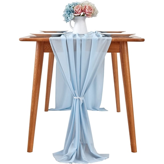 Dalrosia Chiffon Table Runner, 29x120 Inches Sheer Wedding Valentines Day Table Runners for Bridal & Baby Shower, Birthday Party Table Decorations