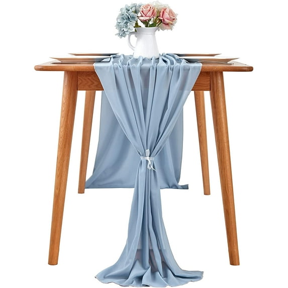 Dalrosia Chiffon Table Runner, 29x120 Inches Sheer Wedding Valentines Day Table Runners for Bridal & Baby Shower, Birthday Party Table Decorations