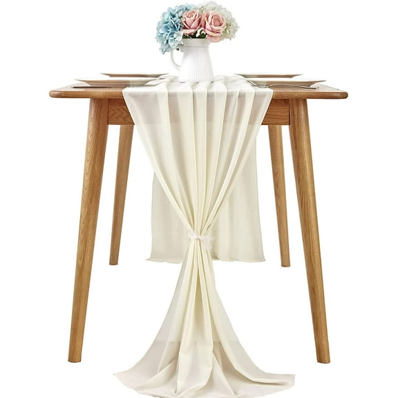 Dalrosia Chiffon Table Runner, 29x120 Inches Sheer Wedding Valentines Day Table Runners for Bridal & Baby Shower, Birthday Party Table Decorations