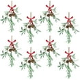 thumbnail image 1 of Dalrosia Christmas Artificial Mistletoe Ornament with Red Bow Christmas Hanging Mistletoe Decoration Bouquet Floral Natural Pine Cones Holiday Decoration Ornament Bouquet, 1 of 6