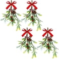 thumbnail image 1 of Dalrosia Christmas Artificial Mistletoe Ornament with Red Bow Christmas Hanging Mistletoe Decoration Bouquet Floral Natural Pine Cones Holiday Decoration Ornament Bouquet, 1 of 6