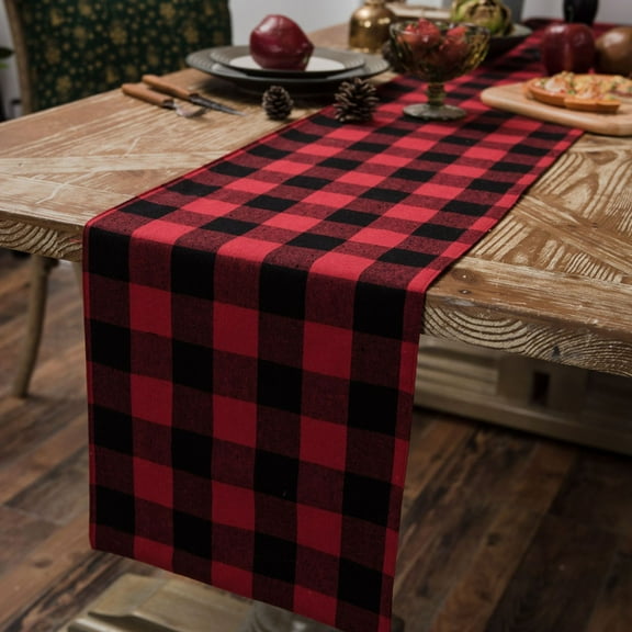 Dalrosia Christmas Buffalo Check Plaid Table Runner, Cotton Polyester Blend Classic Family Dinner Table Runners for Indoor Outdoor Parties Events Home Decoration