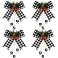 thumbnail image 1 of Dalrosia Christmas Buffalo Plaid Bow with Pine Cones Pine Needles Large Xmas Decorative Wreath Bow with Hanging Wood Beads for Christmas Tree Crafts DIY Decor, 1 of 5