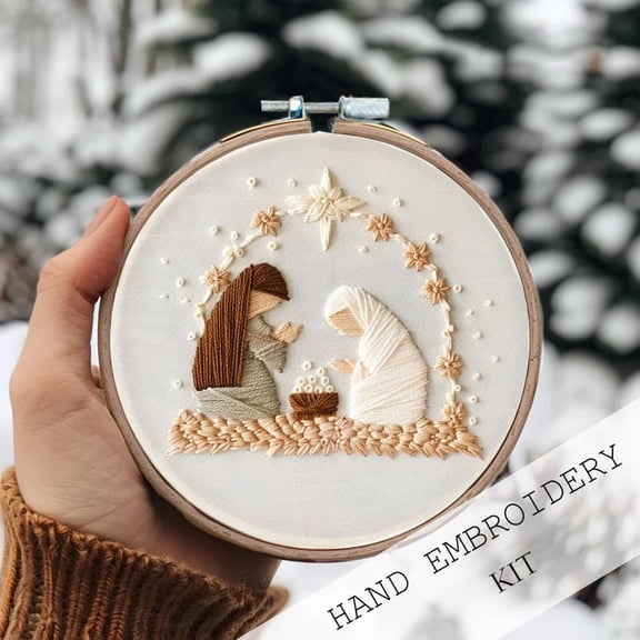 Dalrosia Christmas Embroidery KIT,Adults Kids DIY Handmade,Hand Embroidery Starter Kits with Stamped Embroidery Pattern,for Christmas Embroidery Kits for Adults Beginners Starter