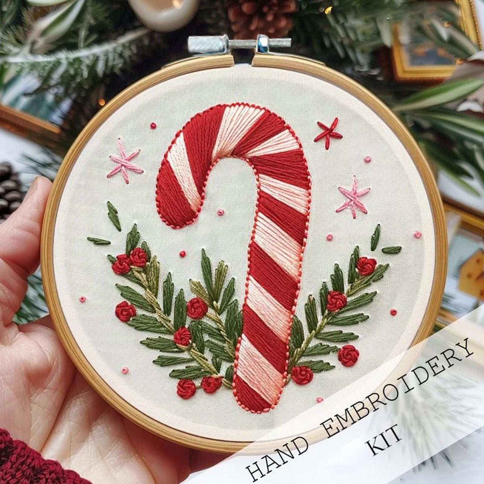 Dalrosia Christmas Embroidery KIT,Adults Kids DIY Handmade,Hand Embroidery Starter Kits with Stamped Embroidery Pattern,for Christmas Embroidery Kits for Adults Beginners Starter