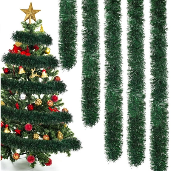 Dalrosia Christmas Green Garland Artificial Tinsel Pine Garland Greenery Pine Stem Garland for Xmas Tree Outdoor Garden Home Stair Fireplace Decorations