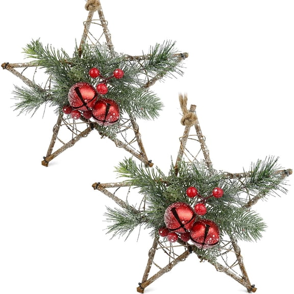 Dalrosia Christmas Mistletoe Decoration, Christmas Pentagram Frost Wreath Outdoor Christmas Decoration Hanging 12 inch Pentagram, Furniture Decoration