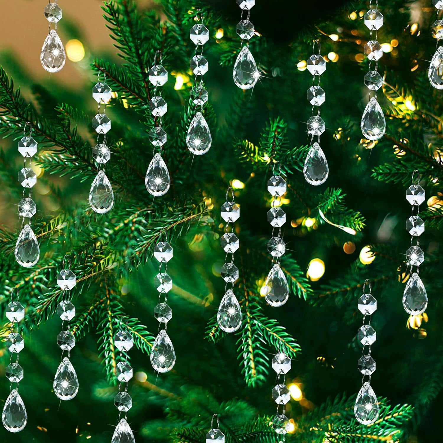 30-Piece Clear Acrylic Hanging Crystal Ornaments Set