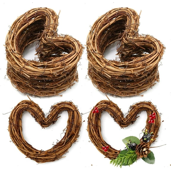 Dalrosia Christmas Rattan DIY Craft Projects Natural Twig Grapevine Heart Shaped Garland Hanging Wreaths Rattan Festive Shop Window Door Decor