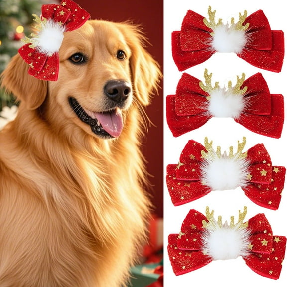 Dalrosia Christmas Red Dog Hair Bows Cute Puppy Dog Bowknot Hair Bow Hair Ties Mix Style Handmade Flower Bow Dog Cat