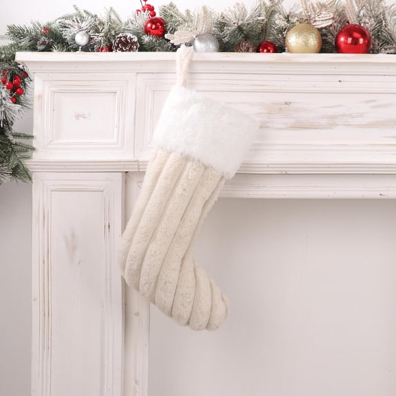 Dalrosia Christmas Stockings, 18 Inch Lovely Thick Plush Faux Fur Soft Stocking Cozy Merry Christmas Home Decor Xmas Party Christmas Decorations Winter Gifts