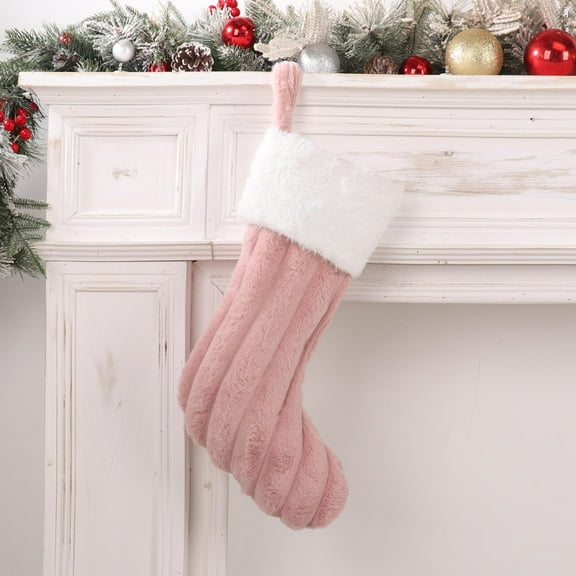 Dalrosia Christmas Stockings, 18 Inch Lovely Thick Plush Faux Fur Soft Stocking Cozy Merry Christmas Home Decor Xmas Party Christmas Decorations Winter Gifts