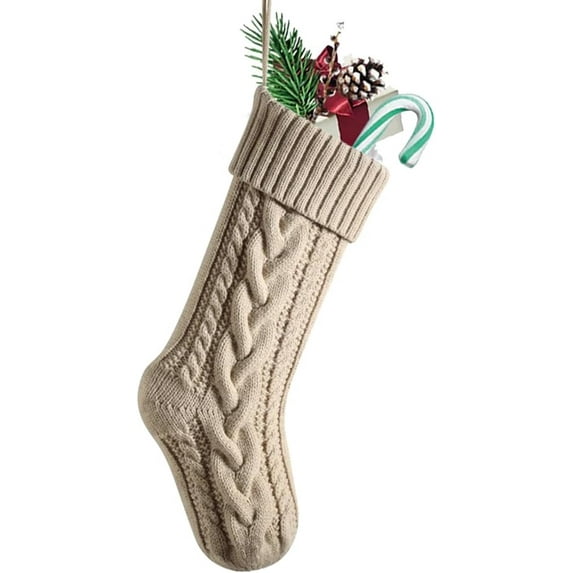 Dalrosia Christmas Stockings 18 Inches Large Size Cable Knitted Stocking Gift and Decorations for Holiday Family Xmas Party