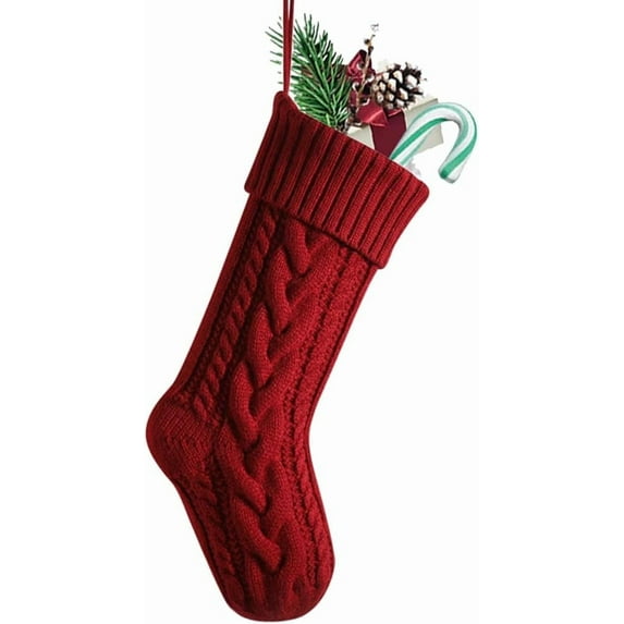 Dalrosia Christmas Stockings 18 Inches Large Size Cable Knitted Stocking Gift and Decorations for Holiday Family Xmas Party
