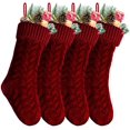 thumbnail image 1 of Dalrosia Christmas Stockings, 4 Pack Large Size Cable Knitted Fireplace Hanging Stockings for Family Holiday Xmas Party Decor, 1 of 4
