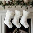 thumbnail image 1 of Dalrosia Christmas Stockings Faux Fur Snowy Christmas Stockings Xmas Fireplace Hanging Stocking Candy Gift Bags for Holiday Decorations, 1 of 4