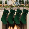 thumbnail image 1 of Dalrosia Christmas Stockings Green and Red Velvet Christmas Stockings with Tassel for Family Kids Decorations for Farmhouse Fireplace Hanging, 1 of 5