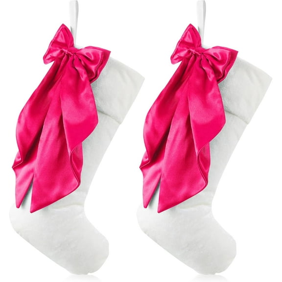 Dalrosia Christmas Stockings Large Christmas Velvet Stocking Bow Hanging Socks Decoration for Holiday Xmas Tree Family Decor