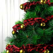 Dalrosia Christmas Tree Garland 9FT Rustic Jingle Bell Buffalo Plaid Ribbon Garland Christmas Tree Decorations Vintage Farmhouse Country Home Decor