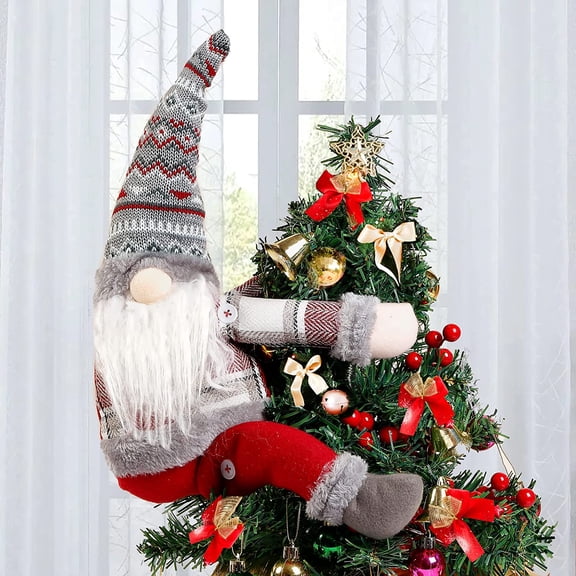 Dalrosia Christmas Tree Topper Gnome Hand Made Christmas Gnome Decoration Funny Christmas Tree Topper Christmas Plush Gnome Ornaments Also be Used as Curtain Tie for Home Decor