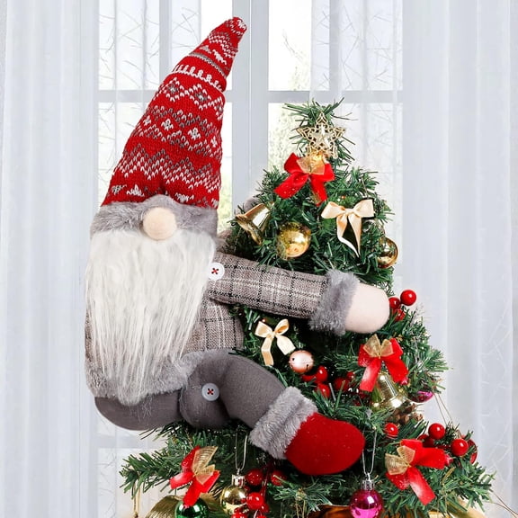 Dalrosia Christmas Tree Topper Gnome Hand Made Christmas Gnome Decoration Funny Christmas Tree Topper Christmas Plush Gnome Ornaments Also be Used as Curtain Tie for Home Decor