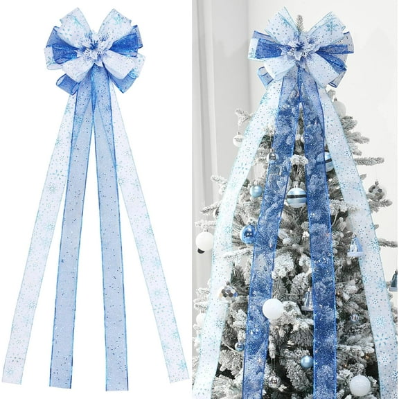 Dalrosia Christmas Tree Topper, Large Christmas Bow Tree Topper, for Xmas Ornament Holiday Home Wedding Thanksgiving Indoor/Outdoor Decoration