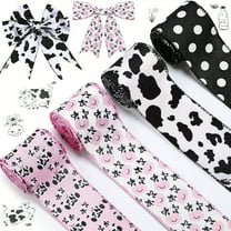 Dalrosia Cow Print Ribbon for Wrapping Gift Wreath Bow, Cow Spot Ribbon for Gift Wrapping Craft Party Supplies Home Decoration DIY