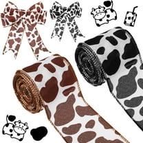 Dalrosia Cow Ribbon Cow Print Wrapping Paper Ribbon Black White Brown Cow Spot Ribbon Animal Print Wired Ribbon for Cow Theme Party Wreath Bow DIY Craft, 2.5"" X 10 Yard