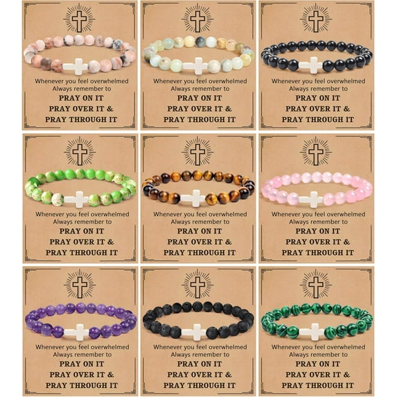 Dalrosia Cross Bracelets for Women Men, Christian Gifts for Women, Religious Gifts Cross Beaded Bracelet, Easter Catholic Religious Christian Bracelets Jewelry