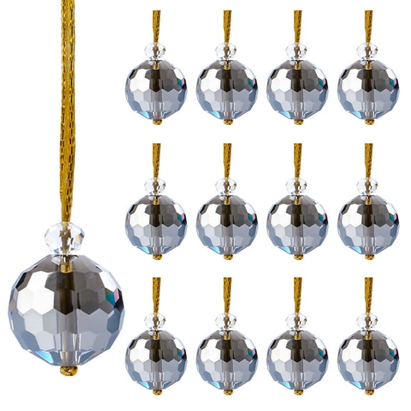 Dalrosia Crystal Glass Christmas Balls Ornaments, 0.87" Mini Prism Ball Xmas Tree Decorations, Hanging Ornament Clearance for Wedding Party Home Decor