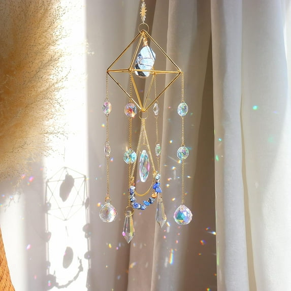 Dalrosia Crystal Suncatcher-Window Hanging Garden Suncatcher Healing Blue Crystal Rainbow Maker Handmade Indoor Outdoor Car Charm Garden Decor
