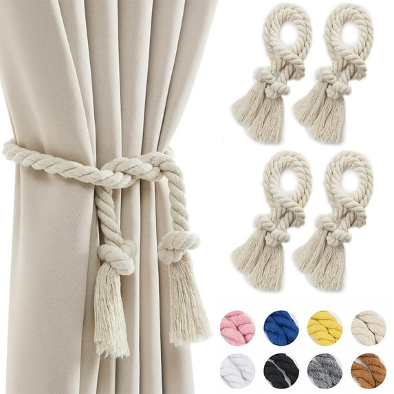 Dalrosia Curtain Tiebacks Cotton Rope for Curtain Drapes for Home Outdoor Decor, Decorative Elegant Curtain Holdbacks