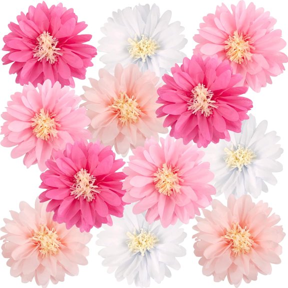 Dalrosia Daisy Tissue Paper Pom Poms, Wildflower Party Decorations, Premium Paper Flowers Decorations for Wall, 1st Birthday, Baby Shower, Wedding, Wall Classroom, Nursery Decor