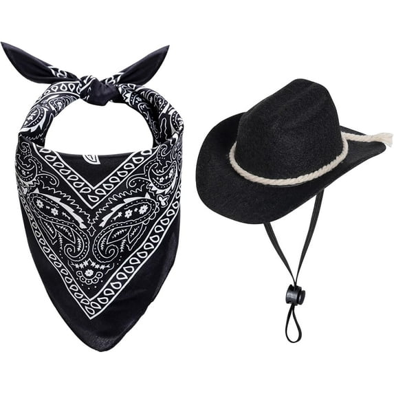 Dalrosia Dog Cowboy Hat Dog Cowboy Costume for Small Pet Dogs Cat Cowboy Hat with Bandana Scarf Set Party Accessories