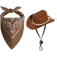 thumbnail image 1 of Dalrosia Dog Cowboy Hat Dog Cowboy Costume for Small Pet Dogs Cat Cowboy Hat with Bandana Scarf Set Party Accessories, 1 of 6