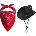 thumbnail image 1 of Dalrosia Dog Cowboy Hat Halloween Dog Bandana Scarf Funny Dog Halloween Costumes for Small Medium Large Dogs Pets, 1 of 5