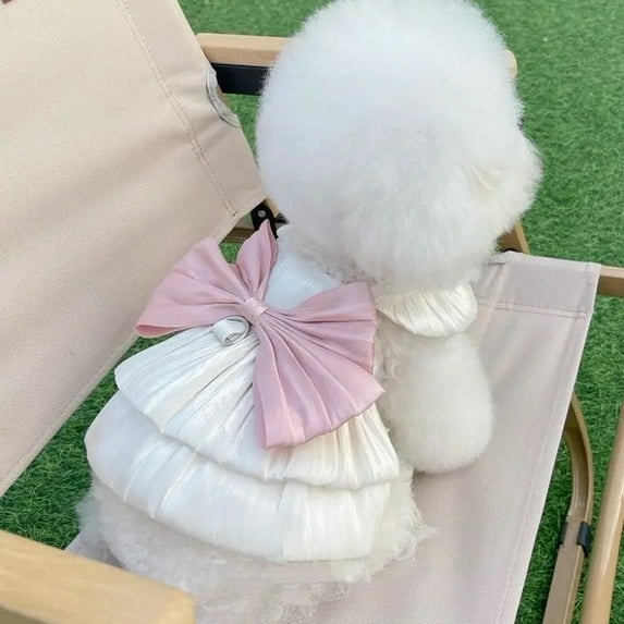 Dalrosia Dog Dress Harness Vest for Small Girl Dogs with Cute Big Bow Tie Dog Dress Pet Puppy Harness Dress for Small Medium Dogs