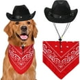 thumbnail image 1 of Dalrosia Dogs Cat Pet Cowboy Costume Cowboy Hat with Bandana Set for Halloween, Christmas, Holiday, Party, Cosplay, 1 of 7