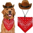 thumbnail image 1 of Dalrosia Dogs Cat Pet Cowboy Costume Cowboy Hat with Bandana Set for Halloween, Christmas, Holiday, Party, Cosplay, 1 of 7