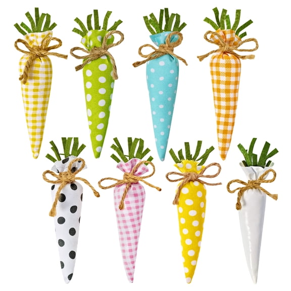 Dalrosia Easter Artificial Fabric Carrot-Buffalo Check Plaid Carrots-Colorful Handmade Filled Easter Carrots for Easter DIY Decoration Primitive Farmhouse Decorations