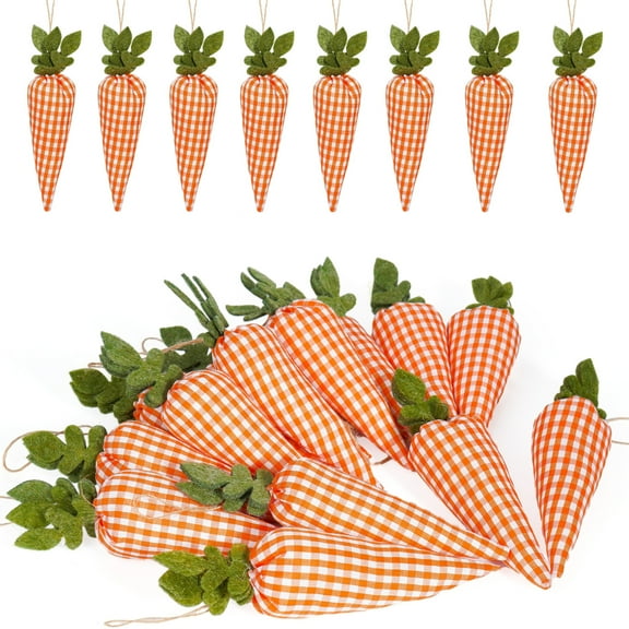 Dalrosia Easter Carrot Hanging Ornaments- Plaid Easter Artificial Mini Carrot Hanging Ornaments for Easter Party Home DIY Craft Decor